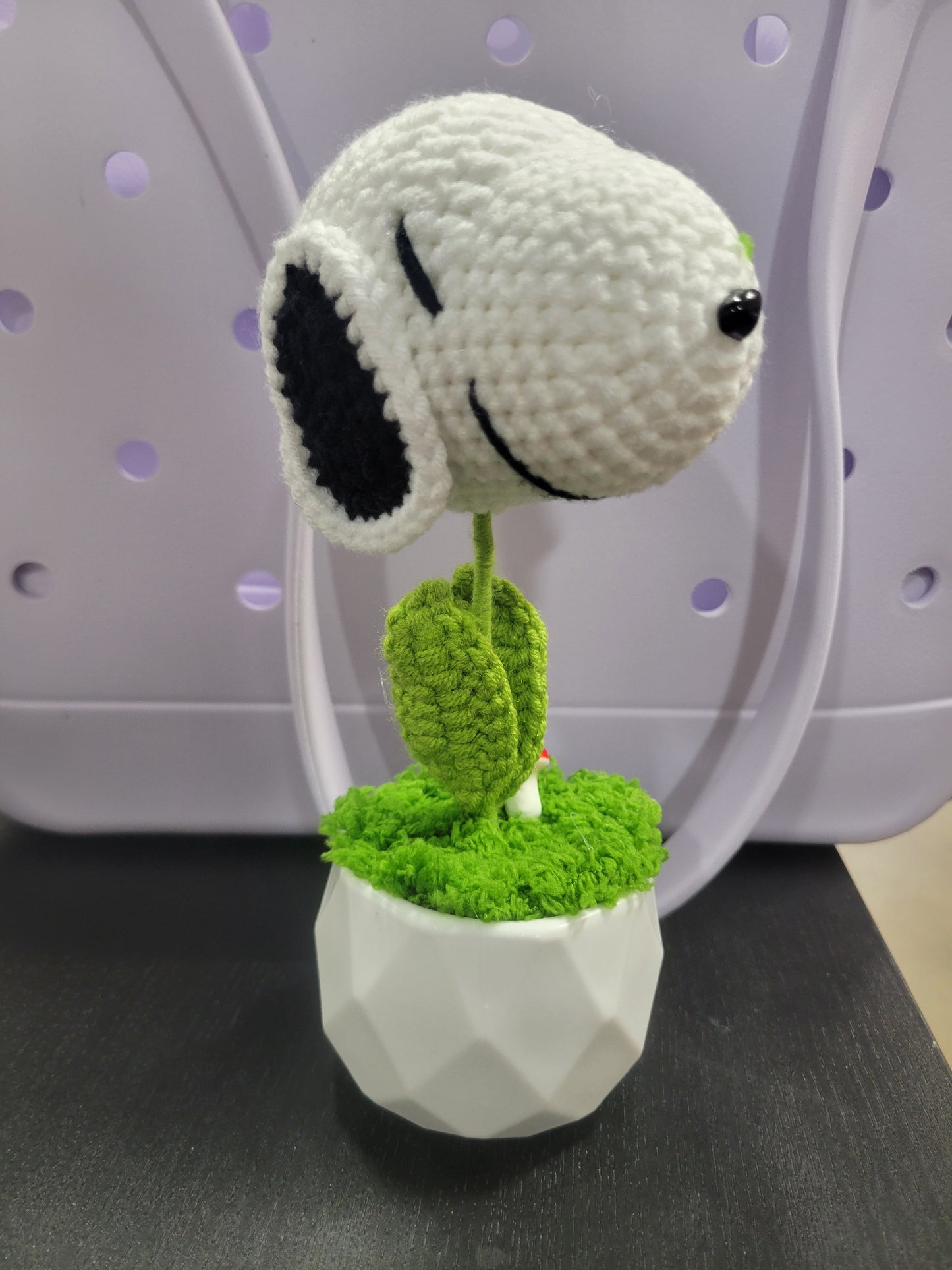 White Dog Flower Pot