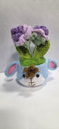 Crochet Blue Puppy Flower Pots with Roses
