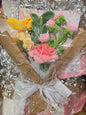 Grey Tanya Bouquet with Red Tulips and White Daisies