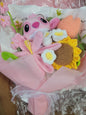 Pink Stitch Bouquet with Pink Flowers and Sunflower
