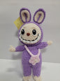 Purple Labubu Doll with Pink Flower