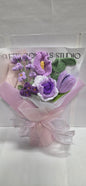Crochet Purple Heart and Lily Bouquet with light pink wrap