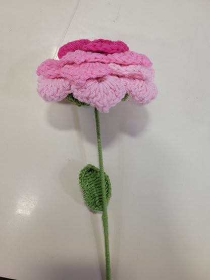 Large Crochet Pink Rose Flower