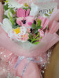 Pink Stitch Bouquet with White Flowers