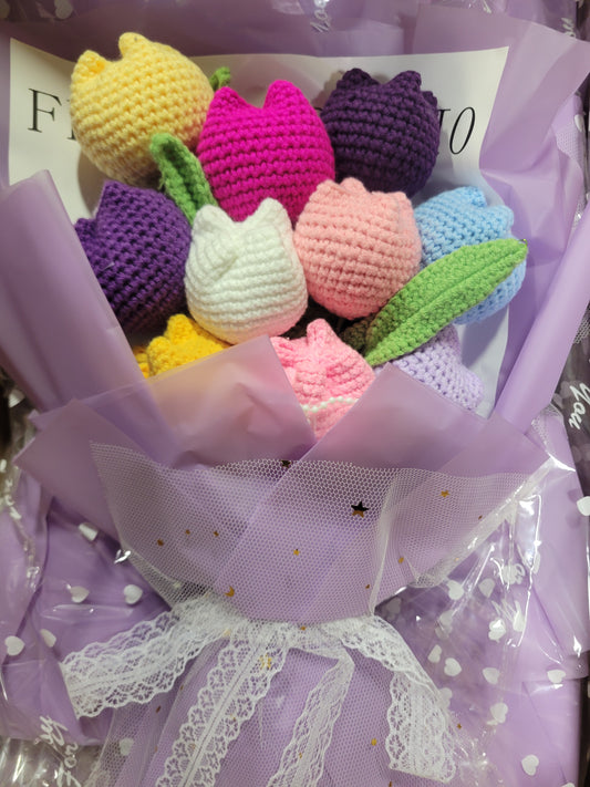 Purple Bouquet with colorful Tulips