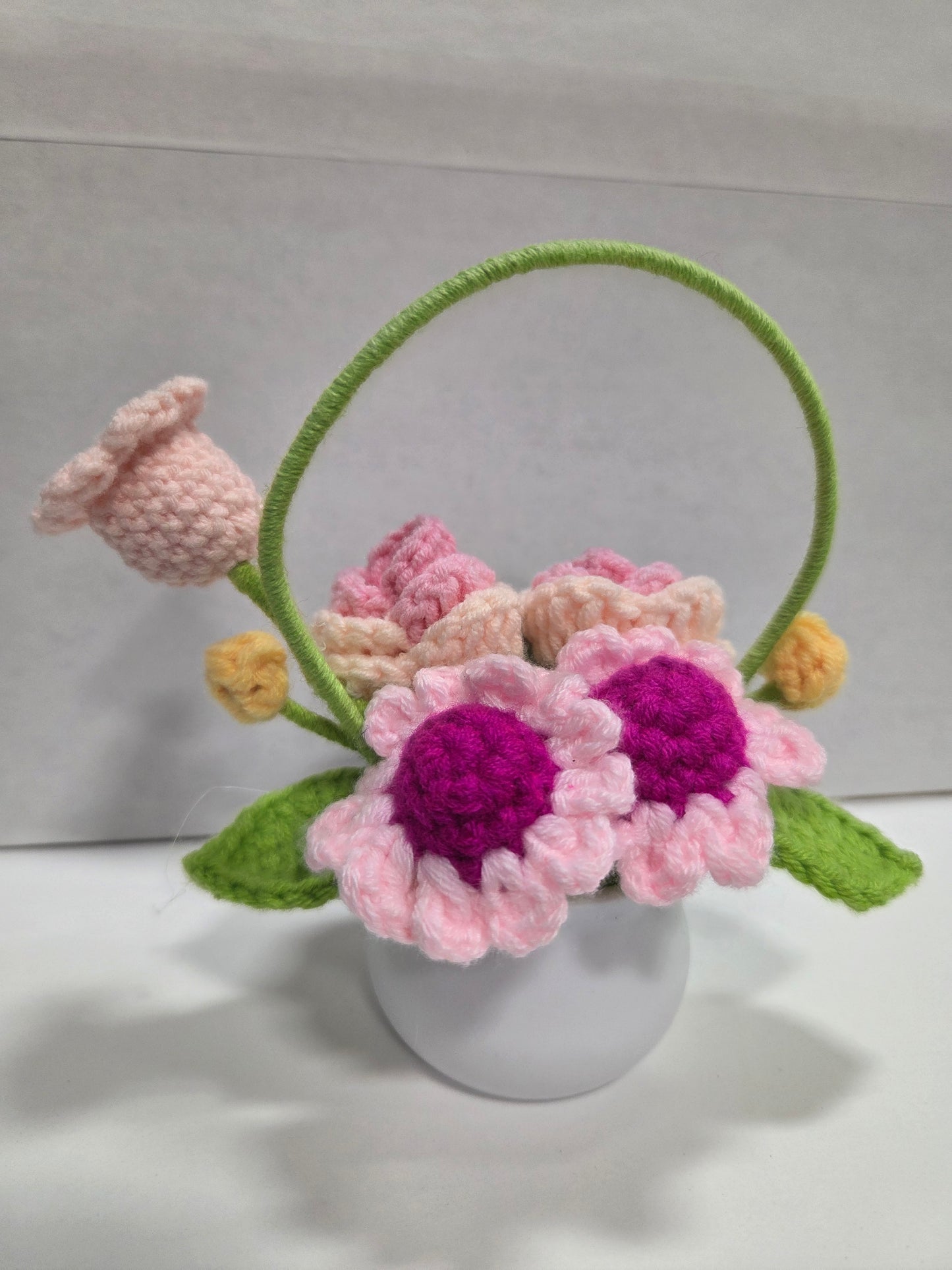 Crochet Flower Pot Pink