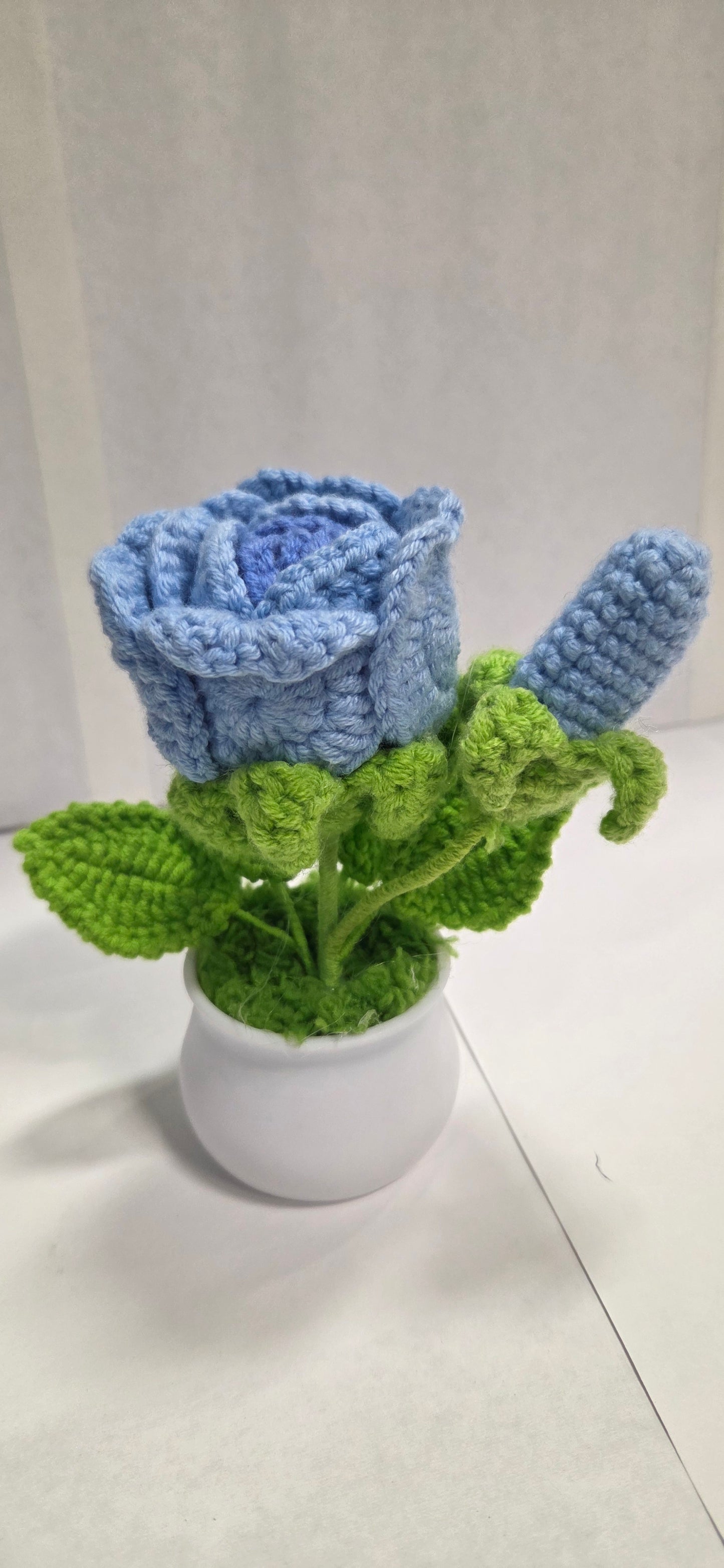 Single Stem Crochet Rose Pots