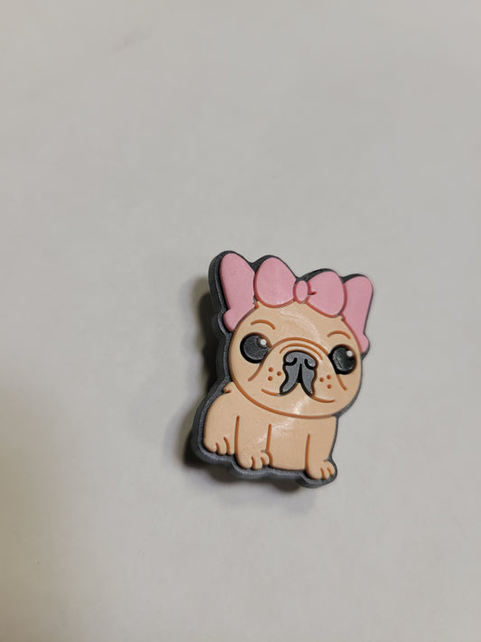 Pug Dog Pink Bow Charm