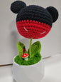 Black and Red Crochet Pot