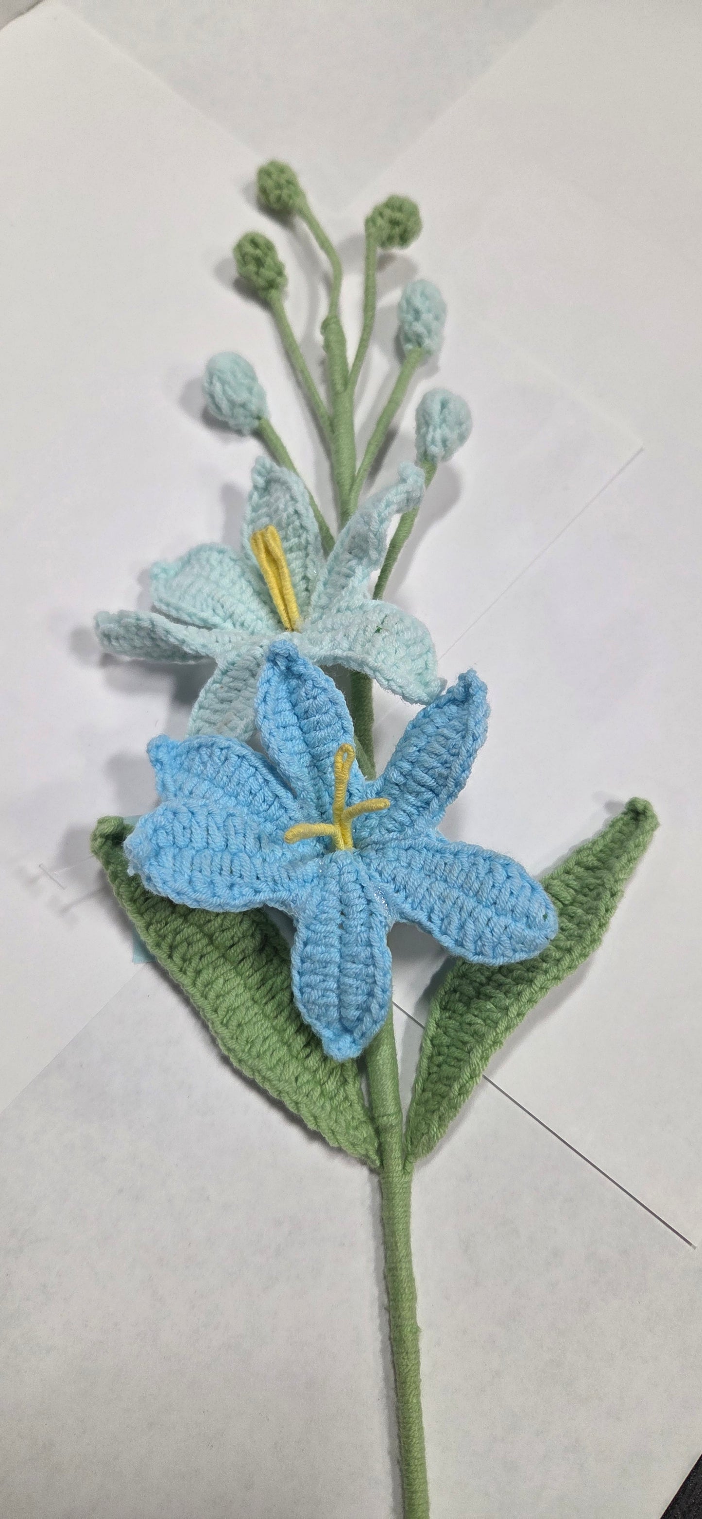 Crochet Blue and White Lily Spray