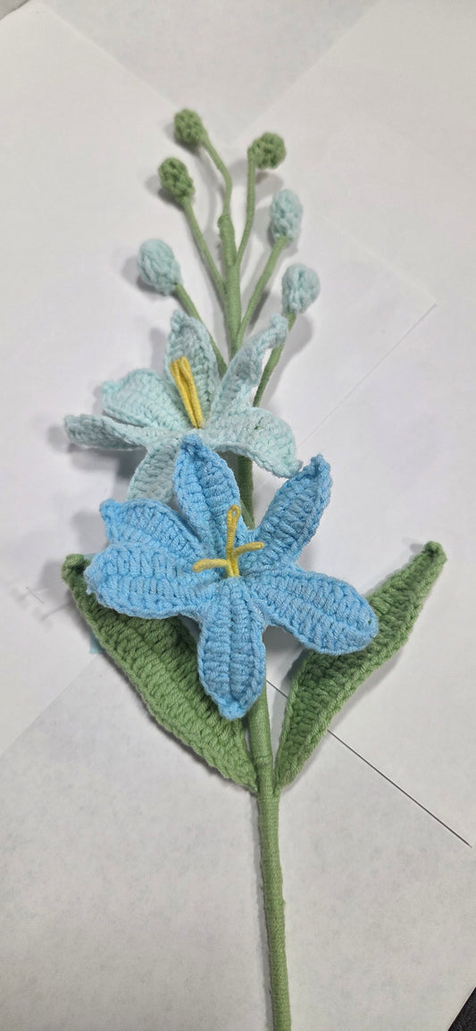 Crochet Blue and White Lily Spray