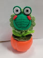 Smiley Face Frog Crochet Flower Pot