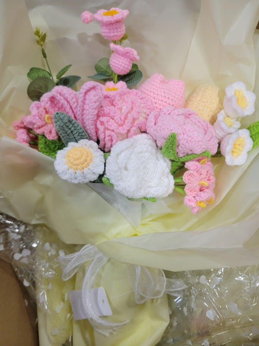 White Bouquet Pink White Flowers 3