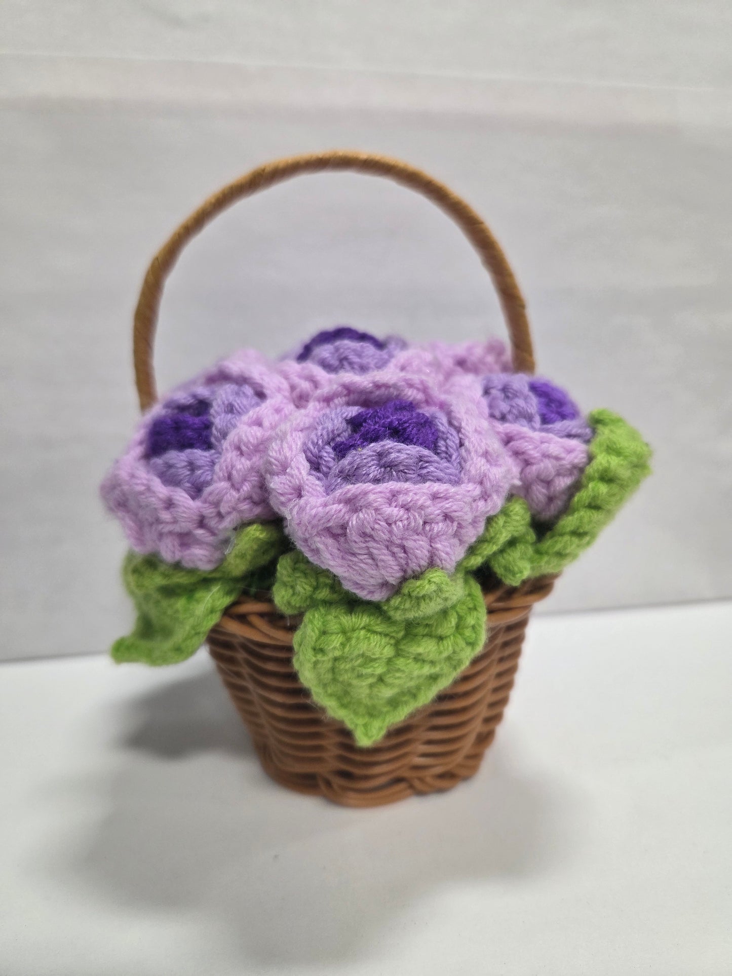 Crochet Flower Basket Purple 2