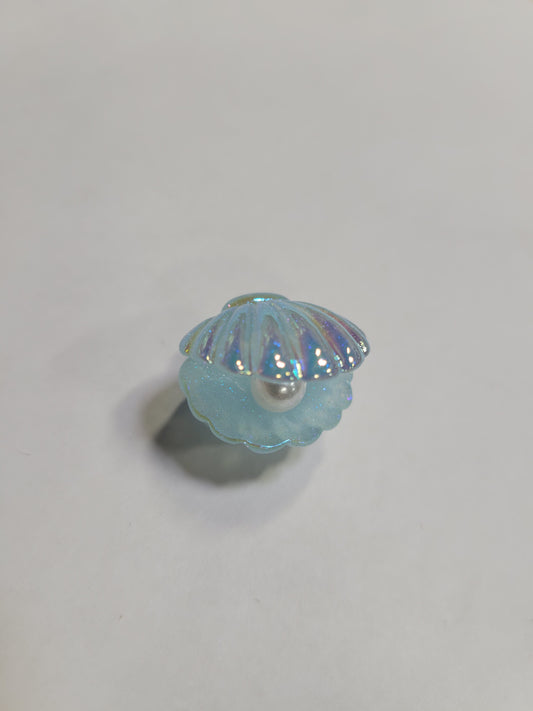 Aqua Blue Seashell with Pearl Charm
