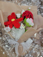 Tan Tanya Bouquet with Red Crochet Roses