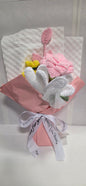 Crochet Peach and Yellow Floral Bouquet with pink wrap