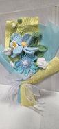 Crochet Mint Rose Bouquet with mint & yellow wrap