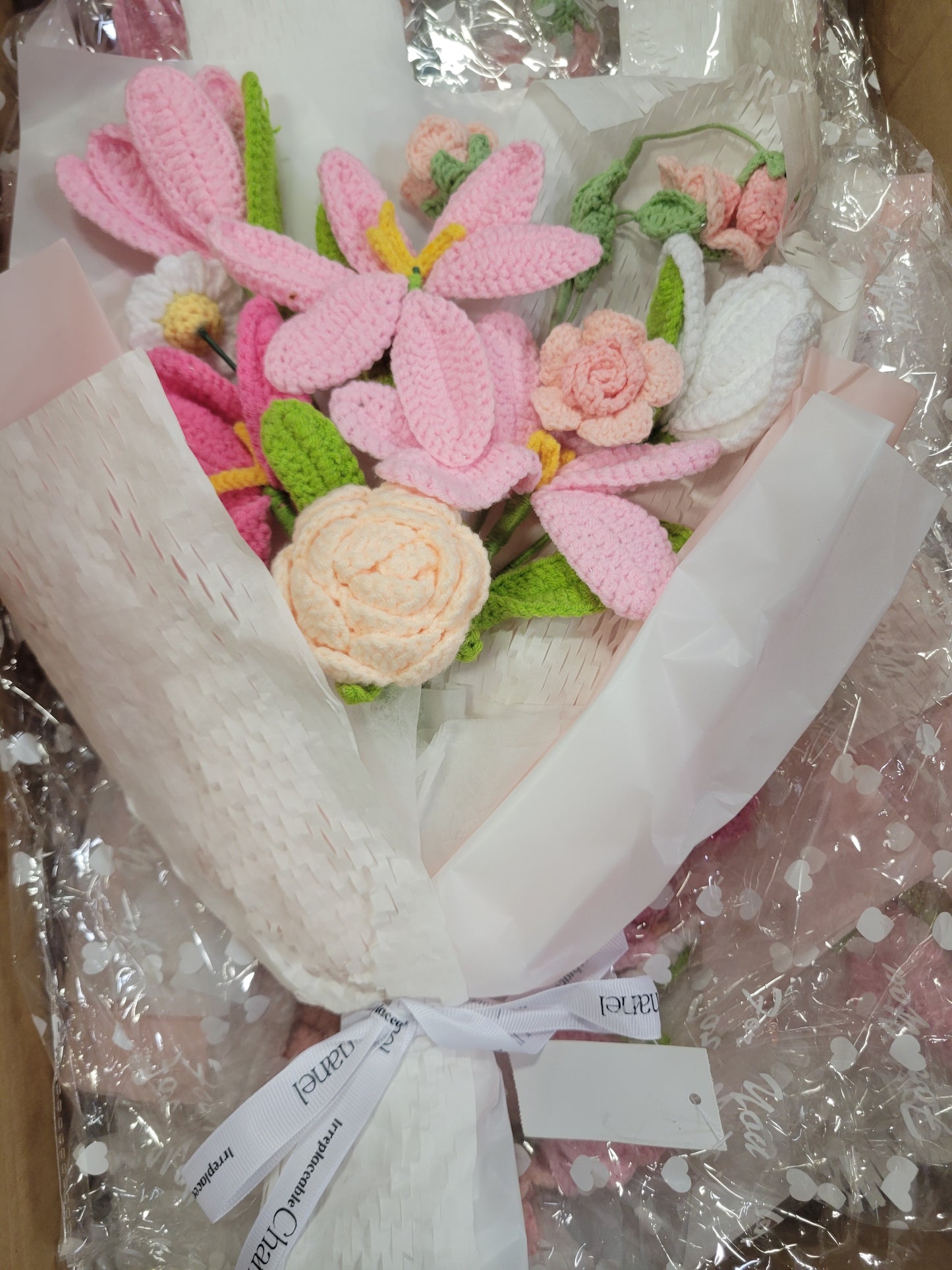 White Bouquet Pink White Flowers 2