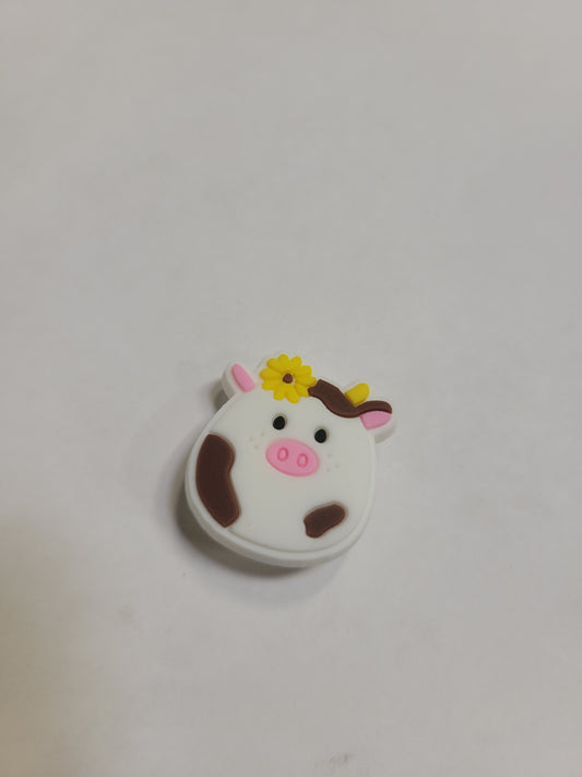 White Cow Flower Crown Charm