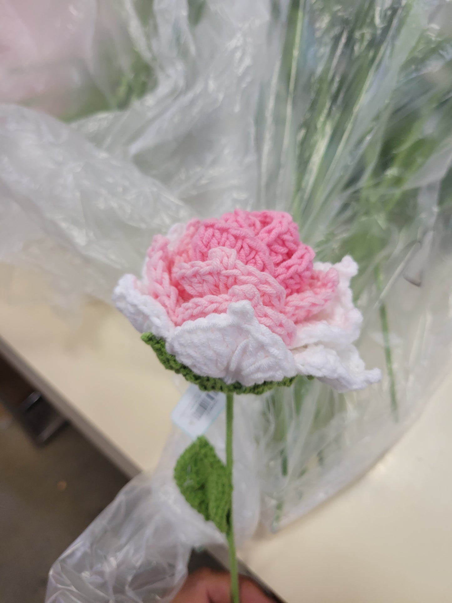Large Crochet Colorful Pink Rose Flower