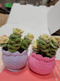Yellow Crochet Flower with Pink Pot