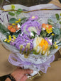 Crochet White Bouquet Orange, Purple Flowers