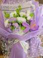 Lilac Tanya Bouquet with Purple and White Crochet Tulips
