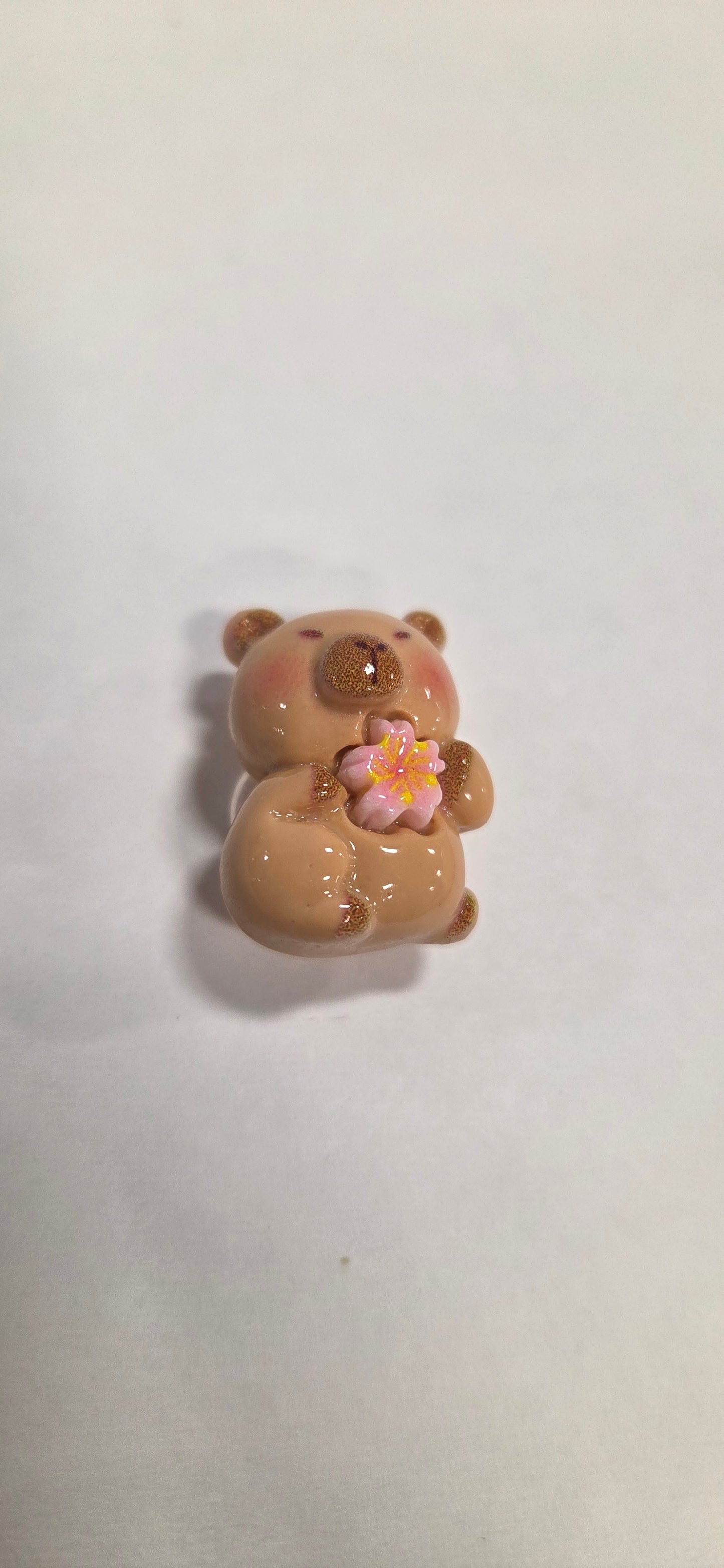 Tan Bear with Pink Flower