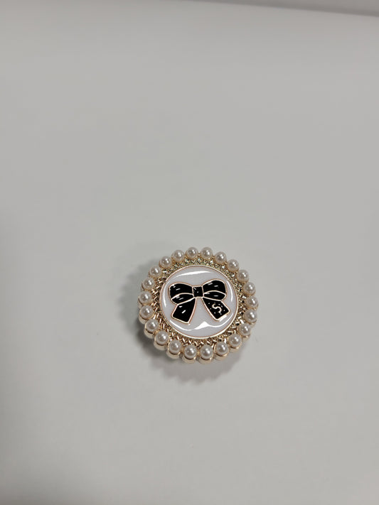 Black Bow Pearl Charm