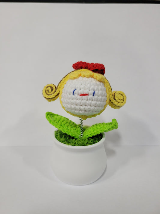 YELLOW HAIR CROCHET FLOWER POT