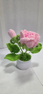 Single Stem Crochet Rose Pots