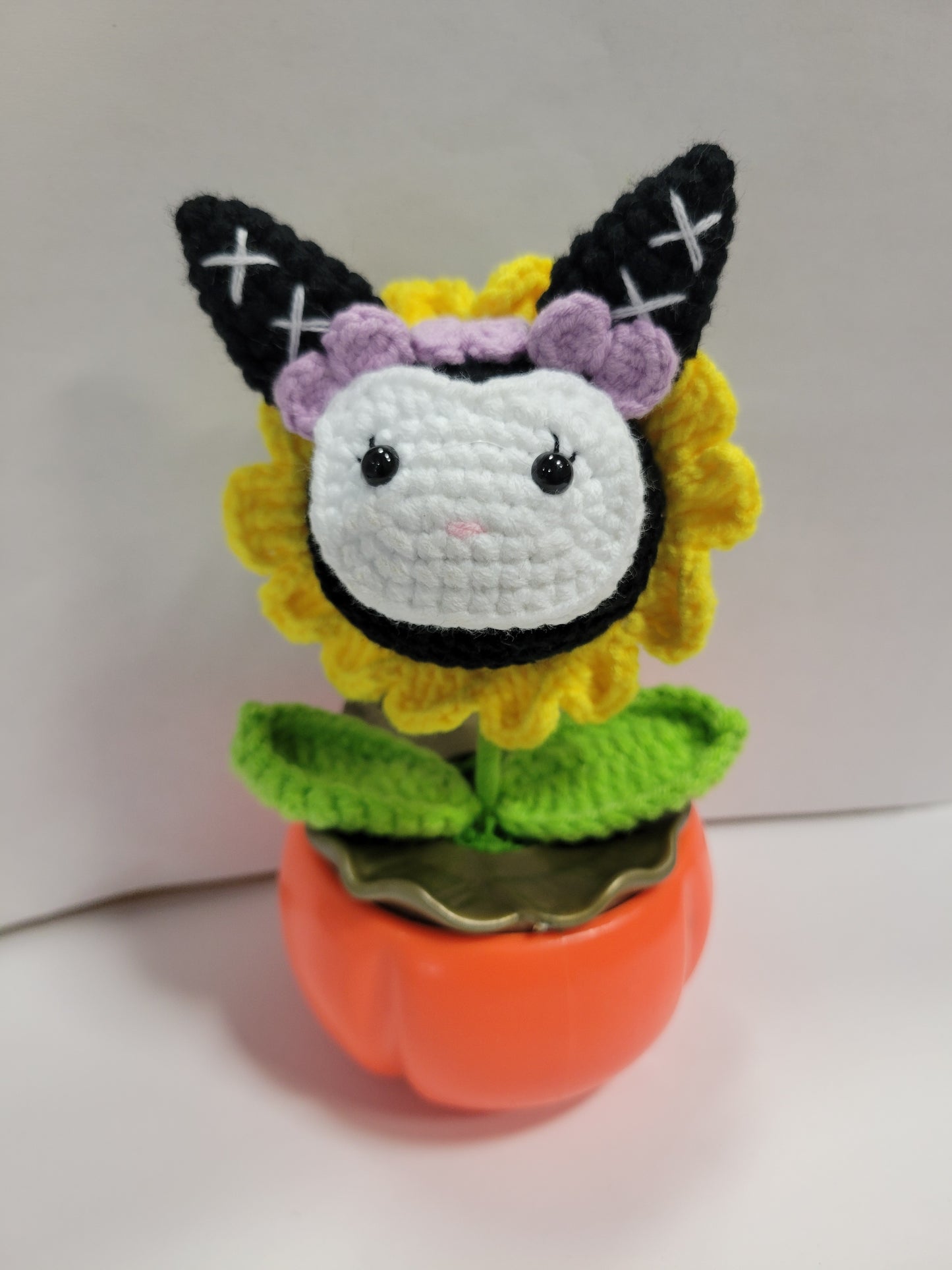 Hello Kitty Black Crochet Flower Pot