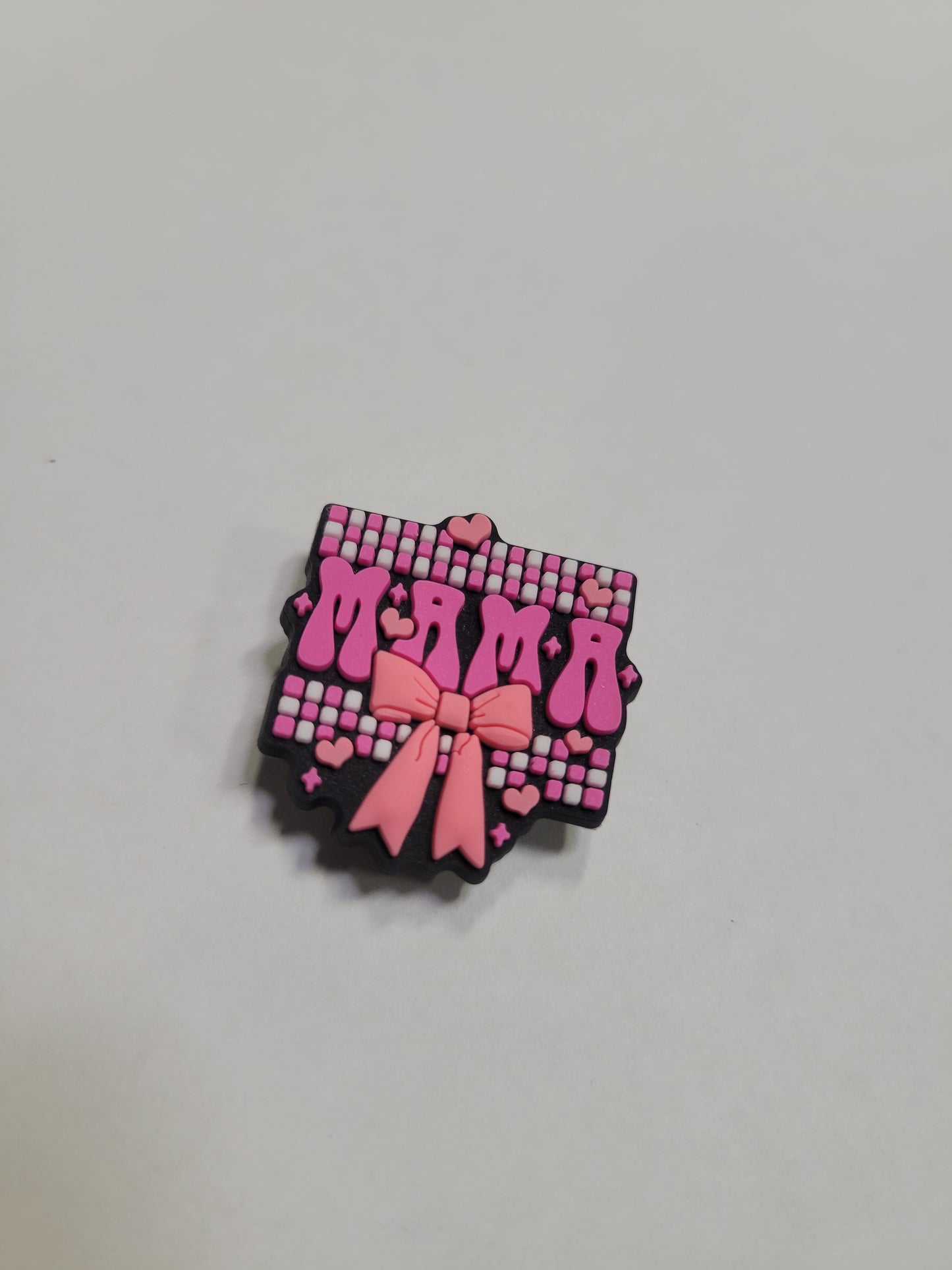 Pink Plaid Mama Bow Charm