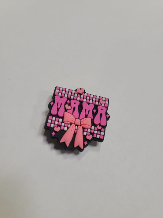 Pink Plaid Mama Bow Charm