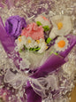 Lavender Tanya Bouquet with Purple and Pink Crochet Tulips