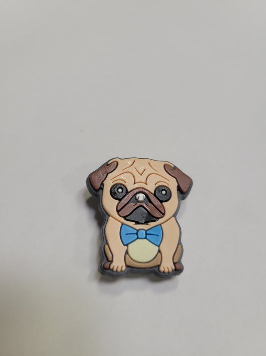 Pug Dog Blue Bowtie Charm
