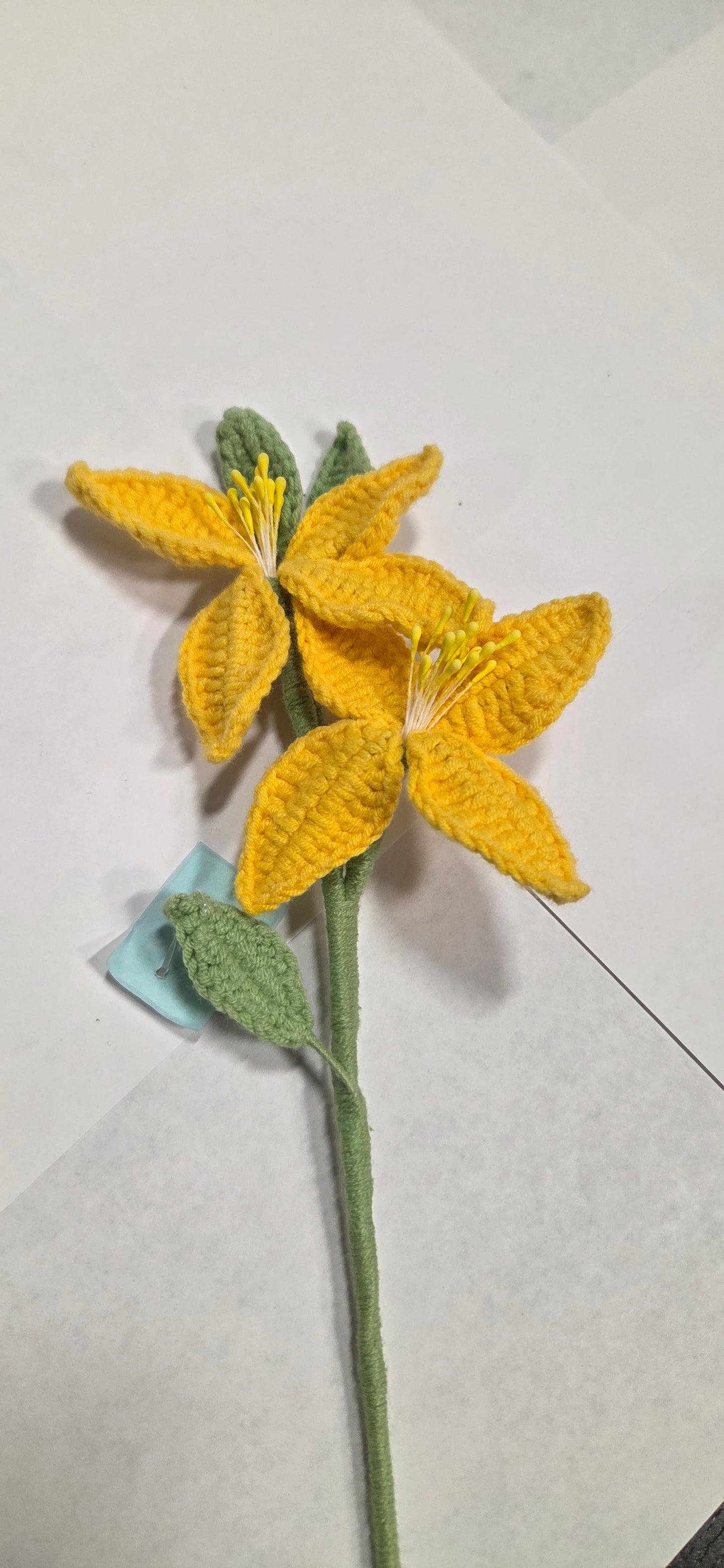 Crochet Yellow Lily Spray
