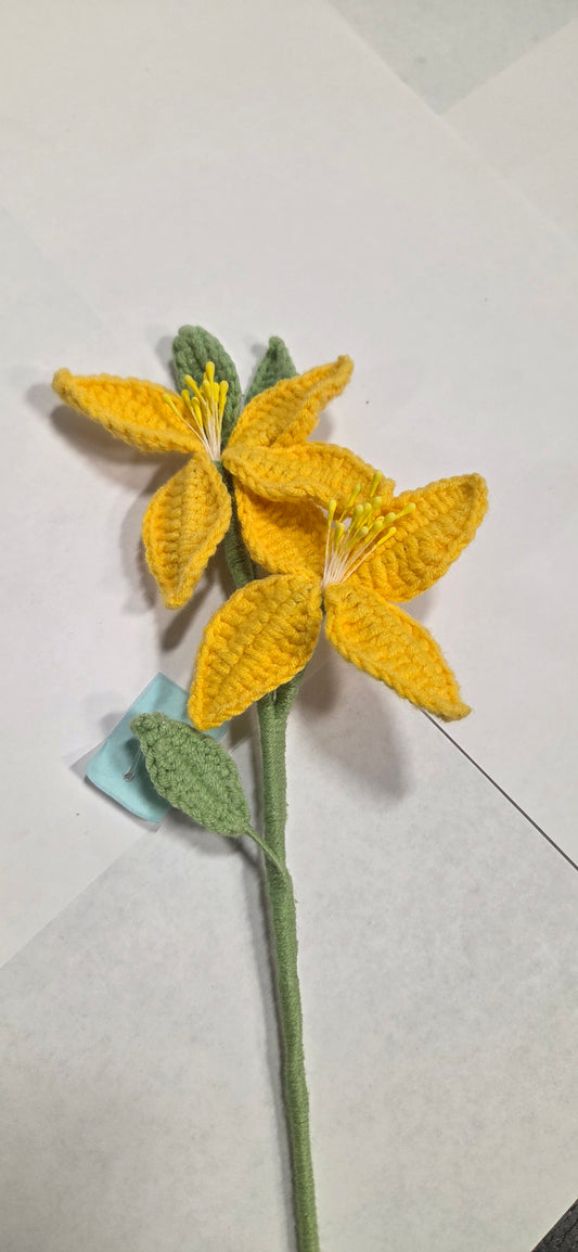 Crochet Yellow Lily Spray