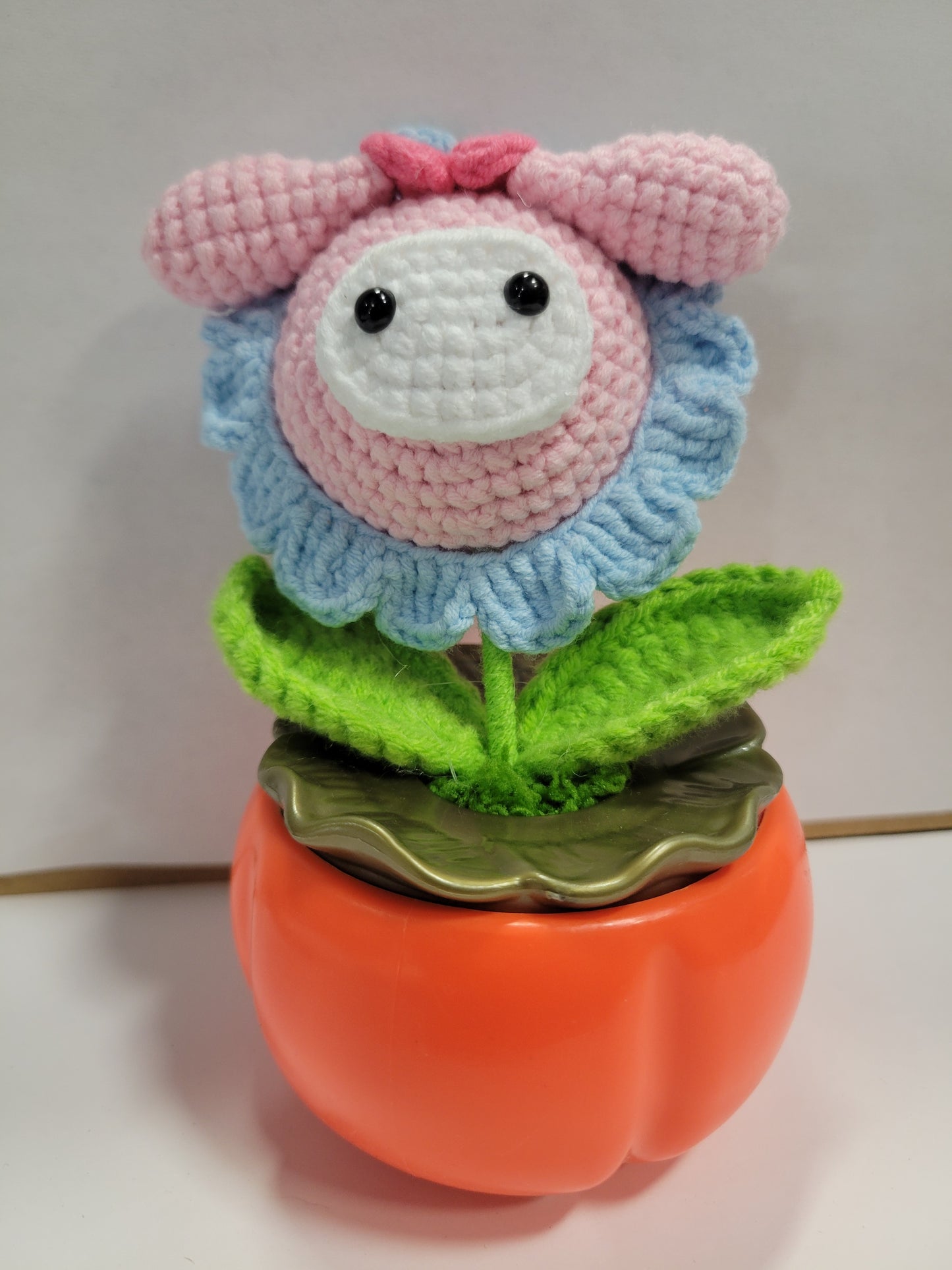 Pink Bunny Crochet Flower Pot