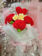 White Tanya Bouquet with Red Crochet Roses