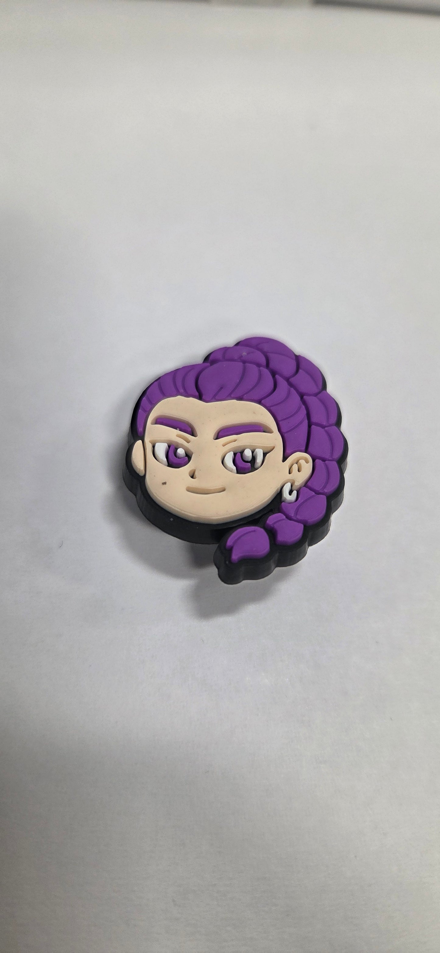 Anime Girl Head with Purple Braid