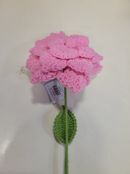 Large Crochet Pink Rose Flower
