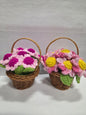 Crochet Flower Basket Pink 3