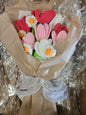 Light Grey Tanya Bouquet with Pink and Red Crochet Tulips