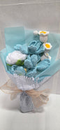 Crochet White Rose and Lily Bouquet with light mint  wrap