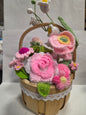 Pink Crochet Flower Basket