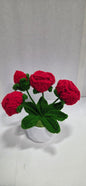 Crochet Red Rosebud Potted Plant