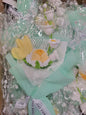 Green Bouquet Orange White Flowers